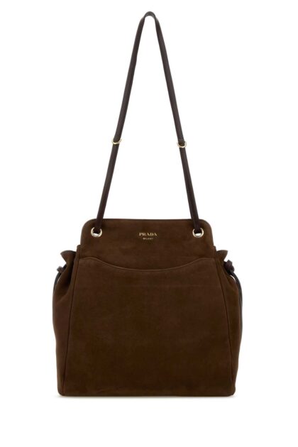Brow Suede Medium Prada Carry Bucket Bag Cacao Borse A Mano - Women