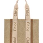 Chloé Woody Medium shopping bag Beige Cotton Tote - Women