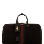 Dark Brown Suede Medium Gucci Savoy Travel Bag 2041 Borse Da Viaggio - Women