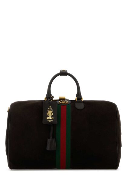 Dark Brown Suede Medium Gucci Savoy Travel Bag 2041 Borse Da Viaggio - Women