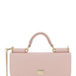 Dolce & Gabbana Pink Crossbody bag with Plaque Logo in Grained Leather Woman Calf - Women