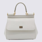 Dolce & Gabbana White Leather Sicily Top Handle Bag