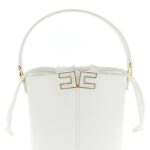 Elisabetta Franchi Logo bucket bag Beige Polyurethane Polyester Cotton Hand - Women