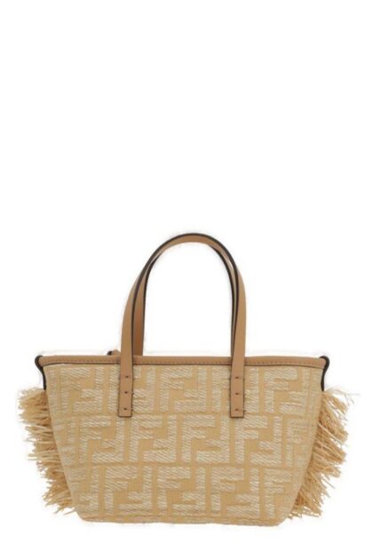 Fendi Mini Roll Ff Jacquard Fringed Tote Bag