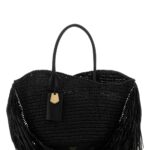 Ferragamo Black Raffia And Leather Big Shopping Bag
