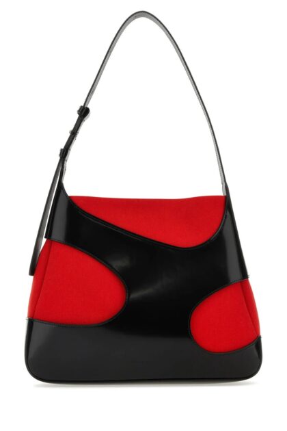 Ferragamo Two-tone Leather And Canvas Cut Out L Shoulder Bag