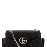 Gucci Black Leather Small Gg Marmont Shoulder Bag Borse A Tracolla - Women