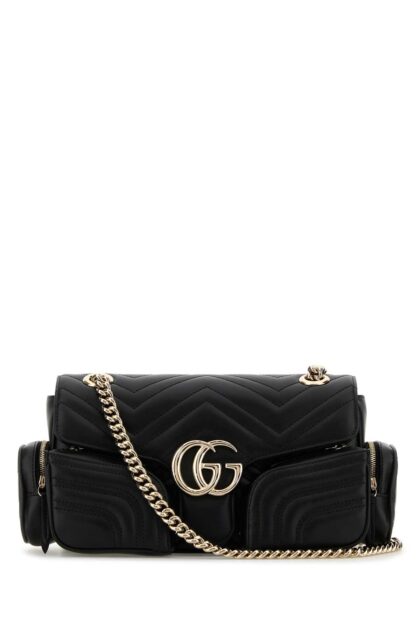 Gucci Black Leather Small Gg Marmont Shoulder Bag Borse A Tracolla - Women