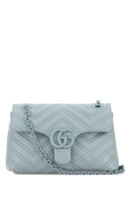 Gucci Light Blue Nappa Leather Small Gg Marmont Shoulder Bag Articblartbartb Calf Skin Borse A Tracolla - Women