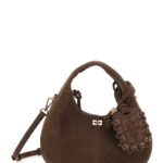 Handbag GANNI with Adjustable and Removable Shoulder Strap Suede Mirror on the Front Brown Women Hand Bags - Women