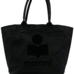 Isabel Marant Small Yenky Tote Bag With Front Logo Black Cotton For Women - Women
