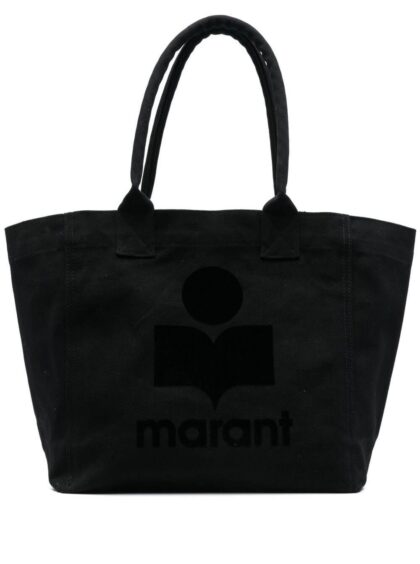 Isabel Marant Small Yenky Tote Bag With Front Logo Black Cotton For Women - Women