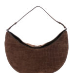 Jacquemus Le Calisso Rond Large Brown Shoulder Bag With Adjustable Strap And Embossed Crodocile Effect Leather Woman - Women