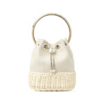 Jimmy Choo Bon Bon Canvas And Wicker Detail Bucket Bag