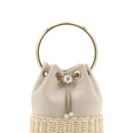 Jimmy Choo Bon Bon Raffia And Canvas Bucket Bag