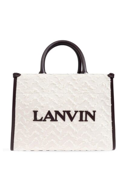 Lanvin Logo Detailed Frayed Tote Bag