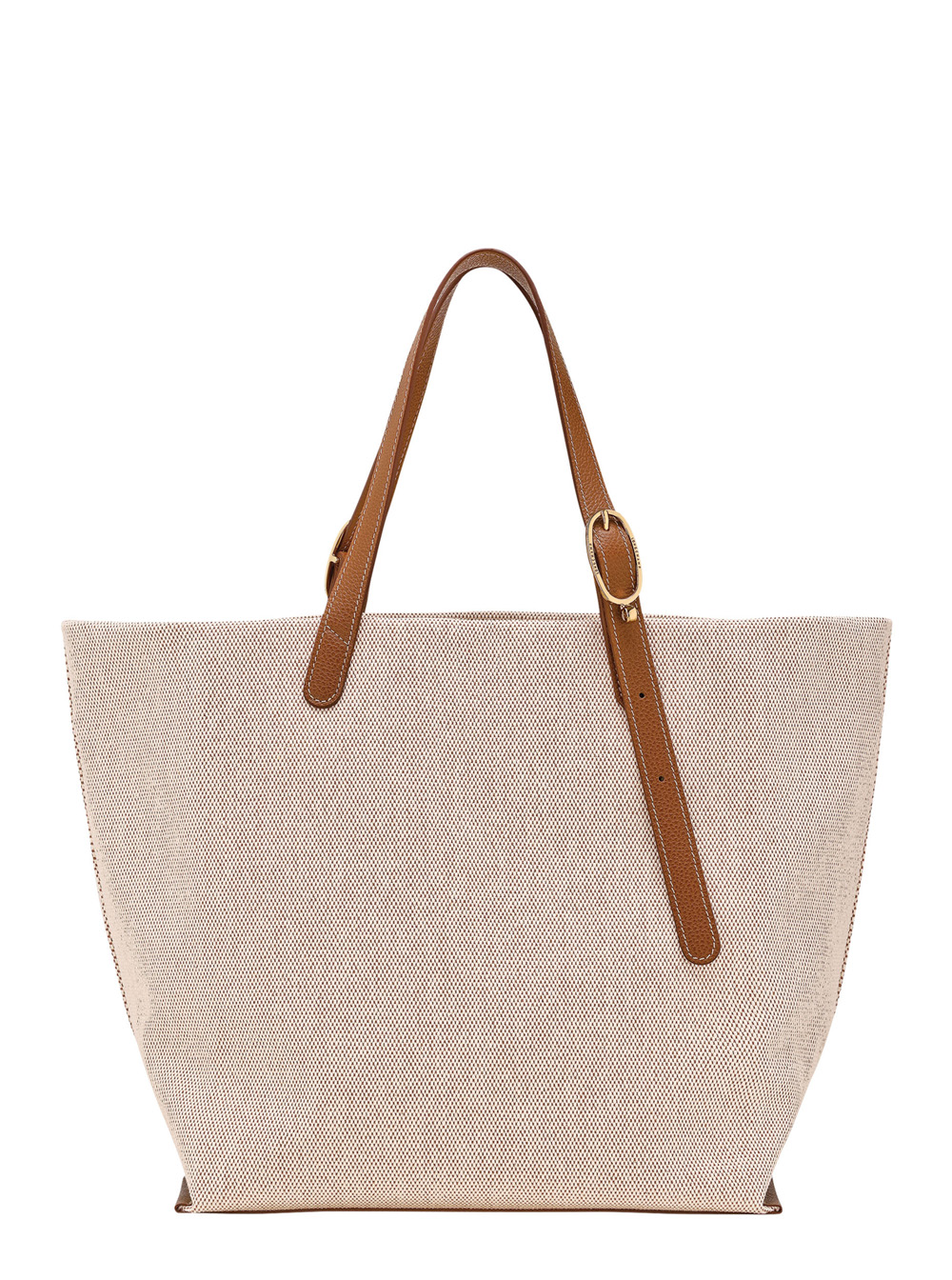 Longchamp Shoulder Bag Le Foulonné Toile with Adjustable Handle and Logo Lettering on the Front in Leather Brown Canvas for Women - Women