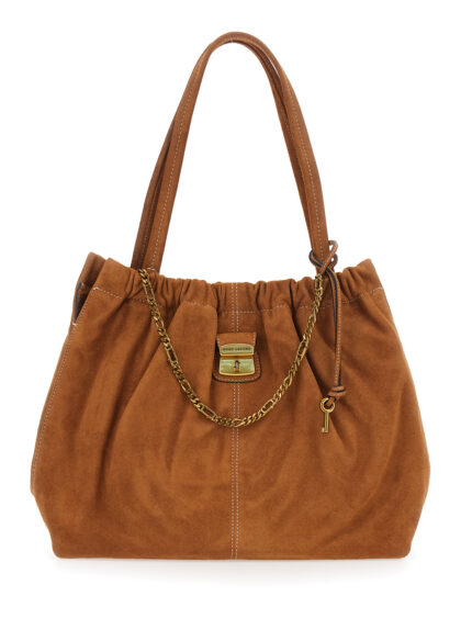 Marc Jacobs Shoulder Bag The Tote with Chain Detail and Drawstring Closure in Brown Suede for Women Cow Leather - Women