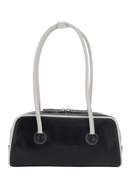 Margesherwood SOFT BAGUETTE (PIPING) Black Cow Leather Shoulder Bags - Women