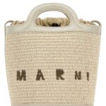 Marni Ivory Leather And Raffia Tropicalia Bucket Bag Shell Borse A Secchiello - Women