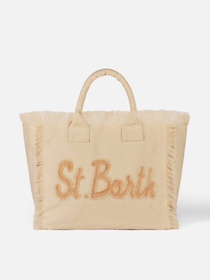 Mc2 Saint Barth Beige Cotton Canvas Vanity Tote Bag With St. Barth Patch Logo __single__ - Unisex