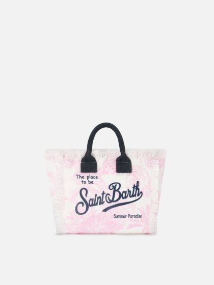 Mc2 Saint Barth Canvas Vanity Mini Bag With Pink Toile De Jouy Print - Unisex
