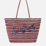 Mc2 Saint Barth Crochet Tote Bag In Blue And Red Stripes With Embroidered Logo __single__ - Unisex