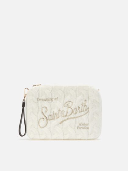 Mc2 Saint Barth Parisienne Wool Braid Crossbody Bag White Braided Blend Pochette - Unisex