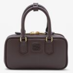 Miu Miu Dark Brown Leather Top Handle Bag