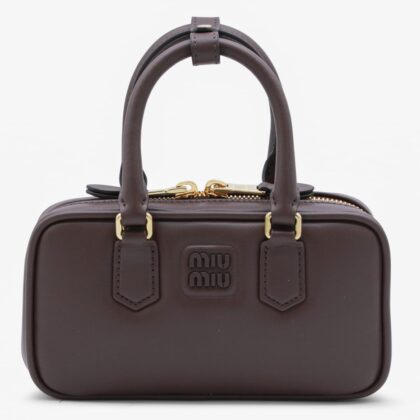 Miu Miu Dark Brown Leather Top Handle Bag