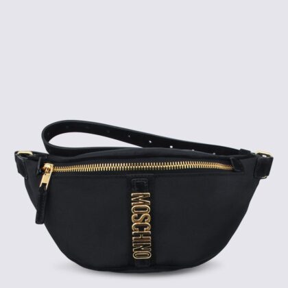 Moschino Black Leather Belt Bag