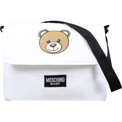 Moschino Ivory Mother Bag For Babies With Teddy Bear And Logo
