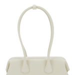 Osoi Boat Wide Mini White Shoulder Bag with Round Handles and Logo Lettering on the Front in Leather Woman Cow - Women