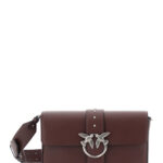 Pinko Bordeaux Love Birds Shoulder Bag with Buckle and Adjustable Leather Strap for Women Crossbody - Women