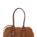 Pinko Large bowling Horizontal Shoulder Bag With Adjustable And Removable Strap And Brown Leather Lock Detail For Women