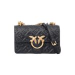 Pinko Love One Mini Dc Black Calf Leather Bag - Women