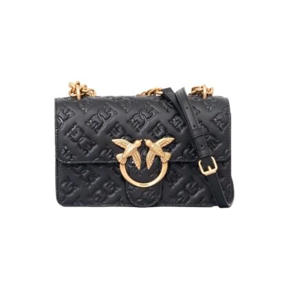 Pinko Love One Mini Dc Black Calf Leather Bag - Women