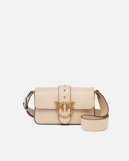 Pinko Love One Mini Slouchy Nude & Neutrals Calf Leather Bag - Women