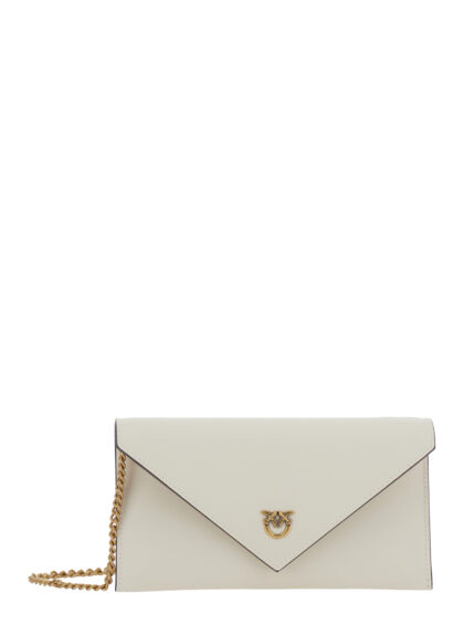 Pinko Mini Bag Flat Purse with Love Birds Logo Plate on the Front in White Leather for Women Polyurethane - Women
