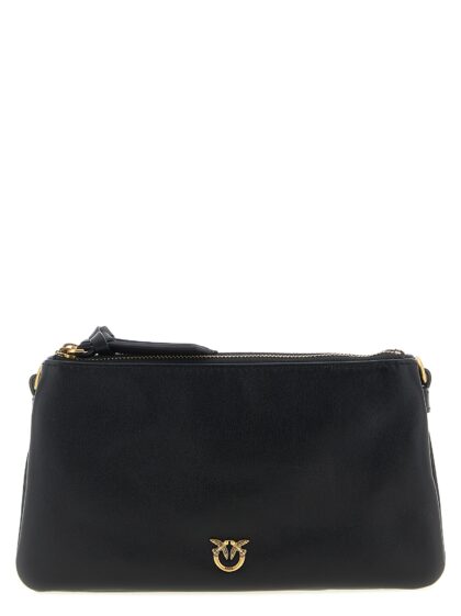 Pinko Small Mini Double crossbody bag Black Calfskin Leather (bos Taurus) - Women