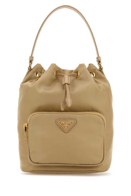 Prada Beige Re-nylon Duet Bucket Bag