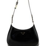 Prada Black Leather Cleo Shoulder Bag Nero+roccia1 Vitello-homalopsis Buccata Borse A Mano - Women