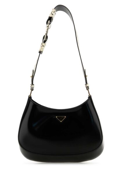 Prada Black Leather Cleo Shoulder Bag Nero+roccia1 Vitello-homalopsis Buccata Borse A Mano - Women