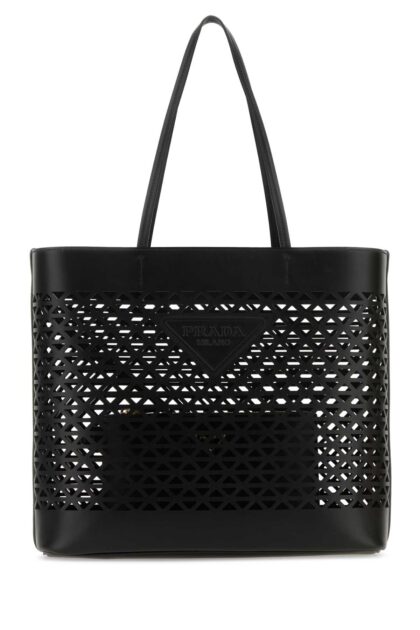 Prada Black Leather Shopping Bag Nero Exterior: Borse A Mano - Women