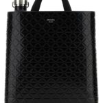 Prada Black Leather Shopping Bag Nero Vitello Borse A Mano - Men