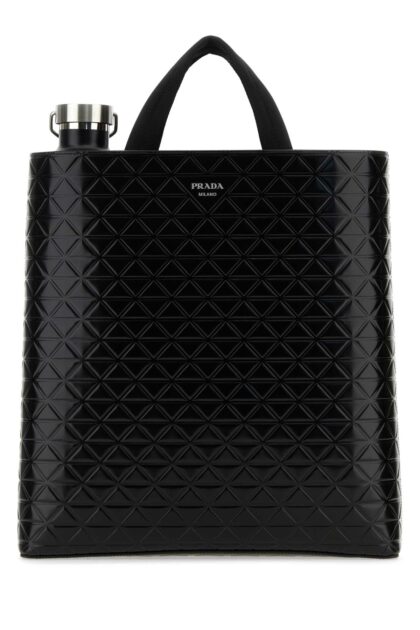 Prada Black Leather Shopping Bag Nero Vitello Borse A Mano - Men