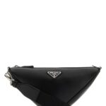 Prada Black Leather Triangle Crossbody Bag Nero Vitello Borse A Tracolla - Men