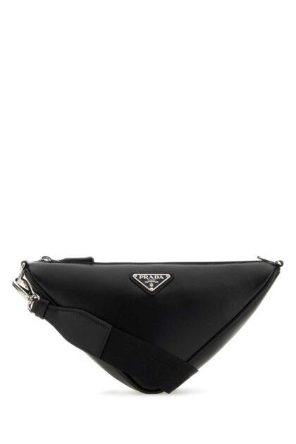 Prada Black Leather Triangle Crossbody Bag Nero Vitello Borse A Tracolla - Men