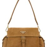 Prada Camel Suede Shoulder Bag Cannella Borse A Mano - Women