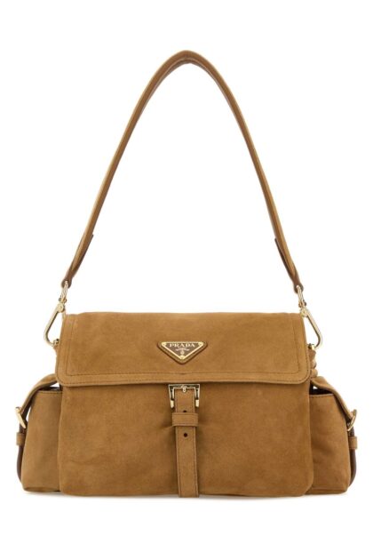 Prada Camel Suede Shoulder Bag Cannella Borse A Mano - Women